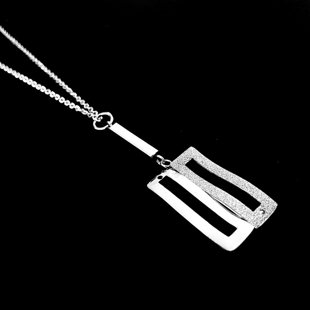 Elegant Silver StainlessSteel Geometric Pendant Necklace
